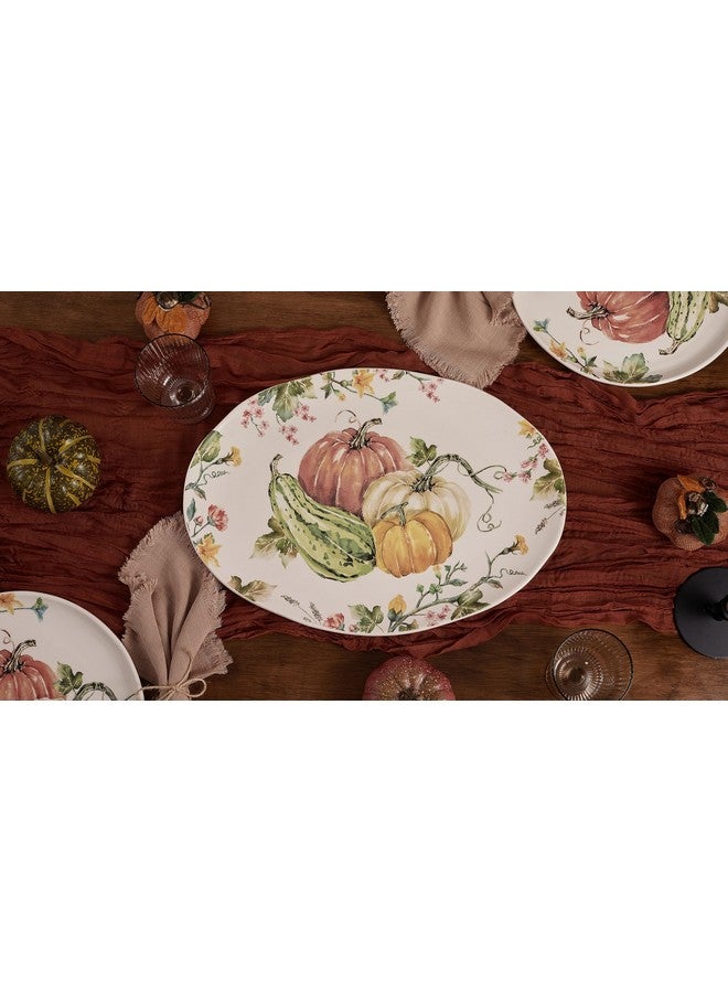 Bico Pumpkin Feast Ceramic 16 inch Oval Platter, Microwave & Dishwasher Safe - Image 4