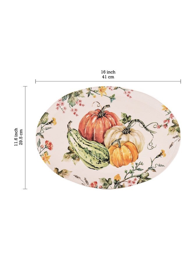 Bico Pumpkin Feast Ceramic 16 inch Oval Platter, Microwave & Dishwasher Safe - Image 2
