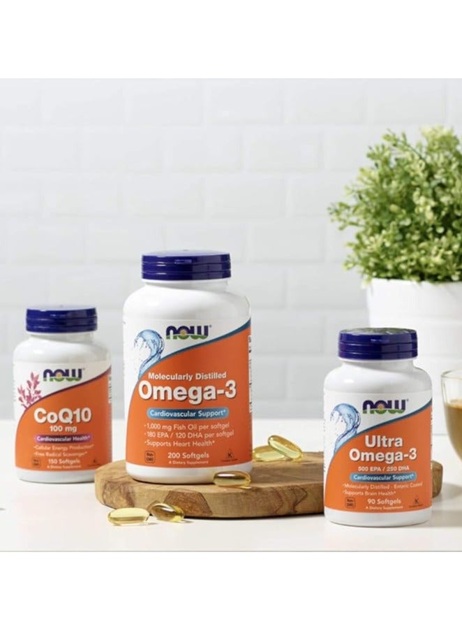 Now Foods Omega-3 1000Mg, Molecularly Distilled 200 Softgels - Image 4
