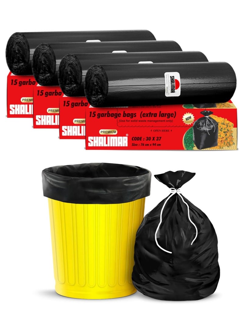 shalimar Shalimar Extra Large Garbage Bag – 60 Bags (4 Rolls) – 76 x 93 cm – Fits 35 to 45 Gallon Bins – Lavender Fragrance – Leak-Proof Trash/Dustbin Bags – Black  - Image 1