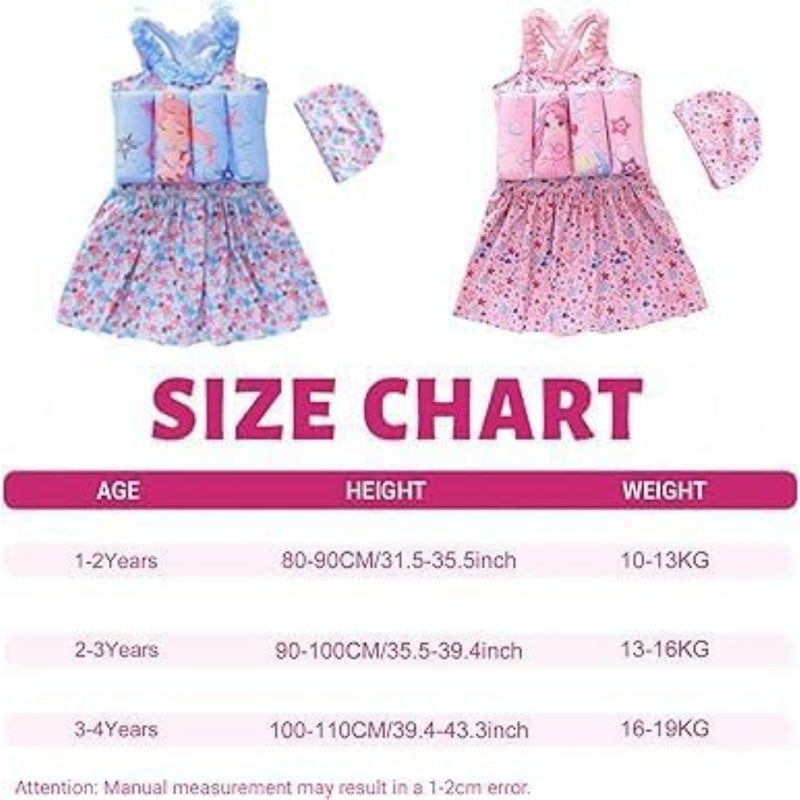 Baby Girls Toddler Swimsuit One-Piece Short Sleeve Rash Guard with Swim Cap, Toddler Kid Bikini Bathing Suit Sun Protection Beach Wear - Image 3