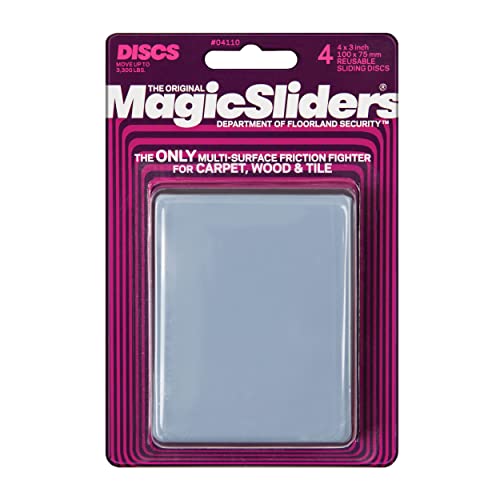 Magic Sliders زلاجات أثاث ذاتية اللصق سحرية، أقراص زلقة ثقيلة لتحريك سلس على الأرضيات الخشبية، البلاط، السجاد، الفينيل، واقيات السطح للمنزل والمكتب | الحجم-4 * 3 اللون-رمادي - Image 3