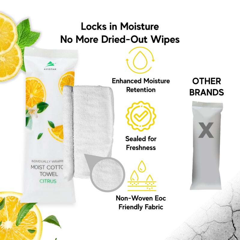 Avistar 30 Hot or Cold Wrapped Moist Towels â€“9'' x 9" Moist Towelettes Individually Wrapped Scented Disposable Face & Hand â€“Pre-Moistened Hand Wipes Soft Refreshing, Travel, Spa, Restaurant- Citrus/Lemon - Image 5