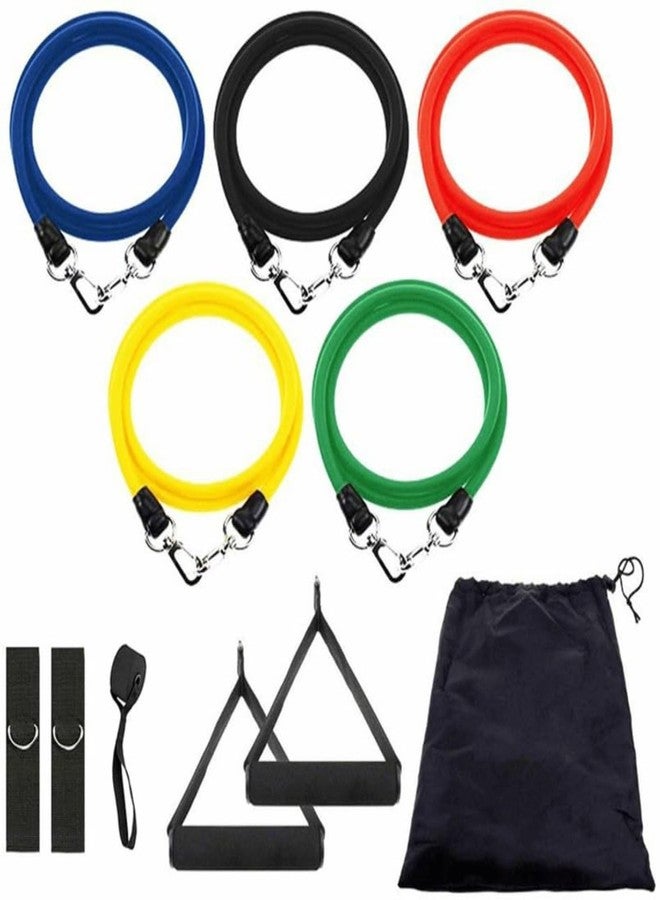 Shopeleven Resistance Bands Set of 11 with Handles, Door Anchor, Ankle Straps & Carry Bag - Heavy Duty Toning Tubes for Full Body Workout, Strength Training, Home Gym & Fitness (Multicolor) - Image 1