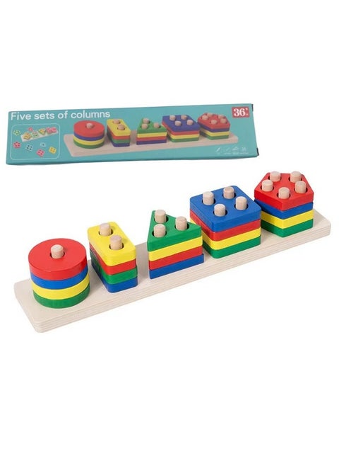 Wooden Geometric Toys For Boys And Girls Ages to 3, Wooden Sorting And Stacking Toys , Preschool Educational Toys Color Recognition Stacking Machine Shape Classifier Learning Puzzle Gifts