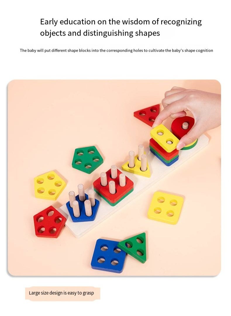 Wooden Geometric Toys For Boys And Girls Ages to 3, Wooden Sorting And Stacking Toys , Preschool Educational Toys Color Recognition Stacking Machine Shape Classifier Learning Puzzle Gifts