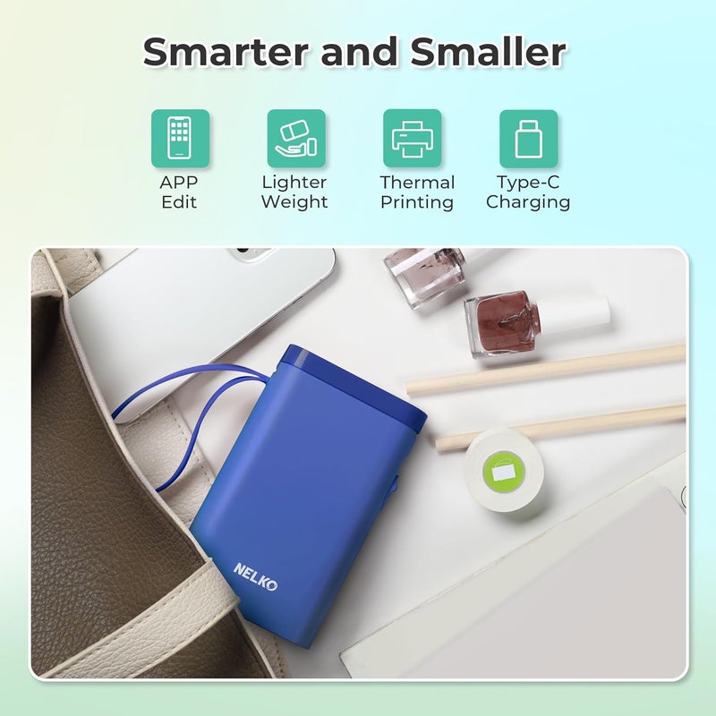Nelko Label Maker Machine with Tape, P21 Bluetooth Label Printer, Wireless Mini Label Makers with Multiple Templates for School Office Home, Blue - Image 4
