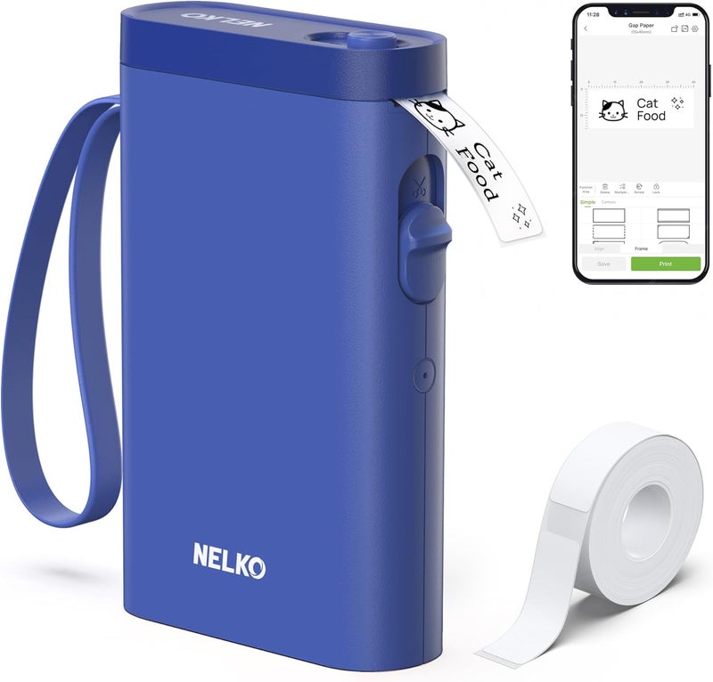 Nelko Label Maker Machine with Tape, P21 Bluetooth Label Printer, Wireless Mini Label Makers with Multiple Templates for School Office Home, Blue - Image 1