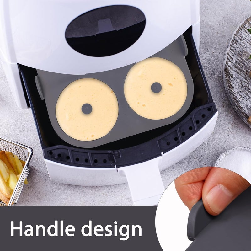 Fchil Silicone Doughnut Molds for Air Fryer, Set of 2, 8-Cavity Non-Stick Donut Pans with Carrying Handle, Doughnut Bagel Baking Tin for Muffins Cake, Dishwasher Safe, Grey - Image 4