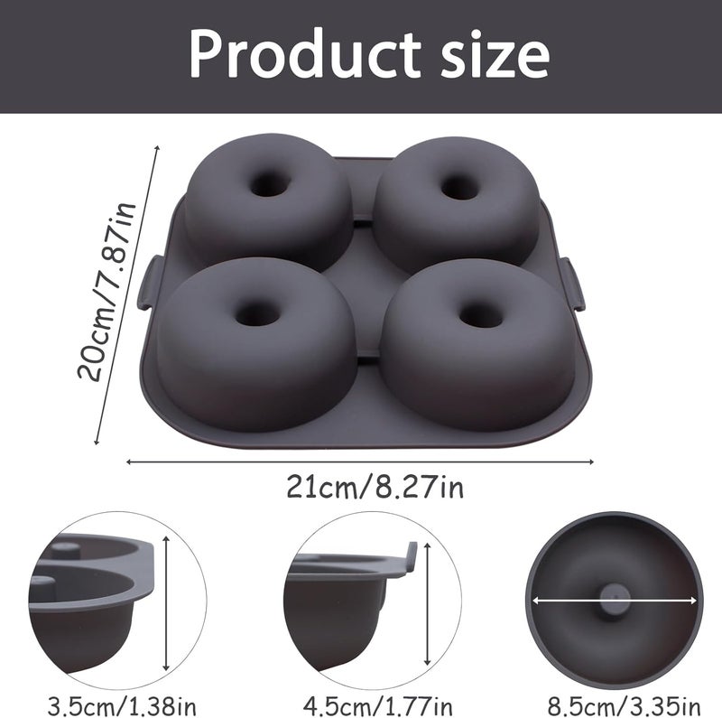 Fchil Silicone Doughnut Molds for Air Fryer, Set of 2, 8-Cavity Non-Stick Donut Pans with Carrying Handle, Doughnut Bagel Baking Tin for Muffins Cake, Dishwasher Safe, Grey - Image 2