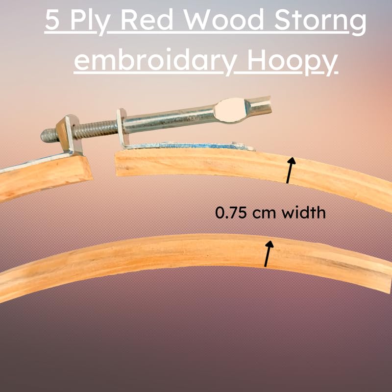 ADW CRAFT'S 8 INCH Embroidery Wooden Hoop(5 PLY, Pack of 3),Wooden Hoop Ring for Embroidery Kit,Wooden Embroidery Hoop Ring Frame,Wooden Frames for Craft Hoop Frame,Mini Wooden Hoop,Hand Embroidery Frame Wooden  - Image 4