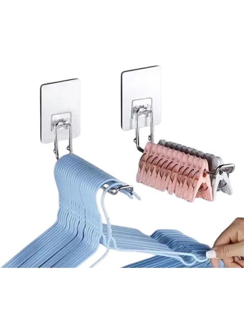 ZALCOON Hanger Rack-Wall Mounted Folding Clothes Hanger (16 cm long) Drying Rack for Laundry Room, Kitchen and Bathroom Closet Storage Organization (Pack of 1)