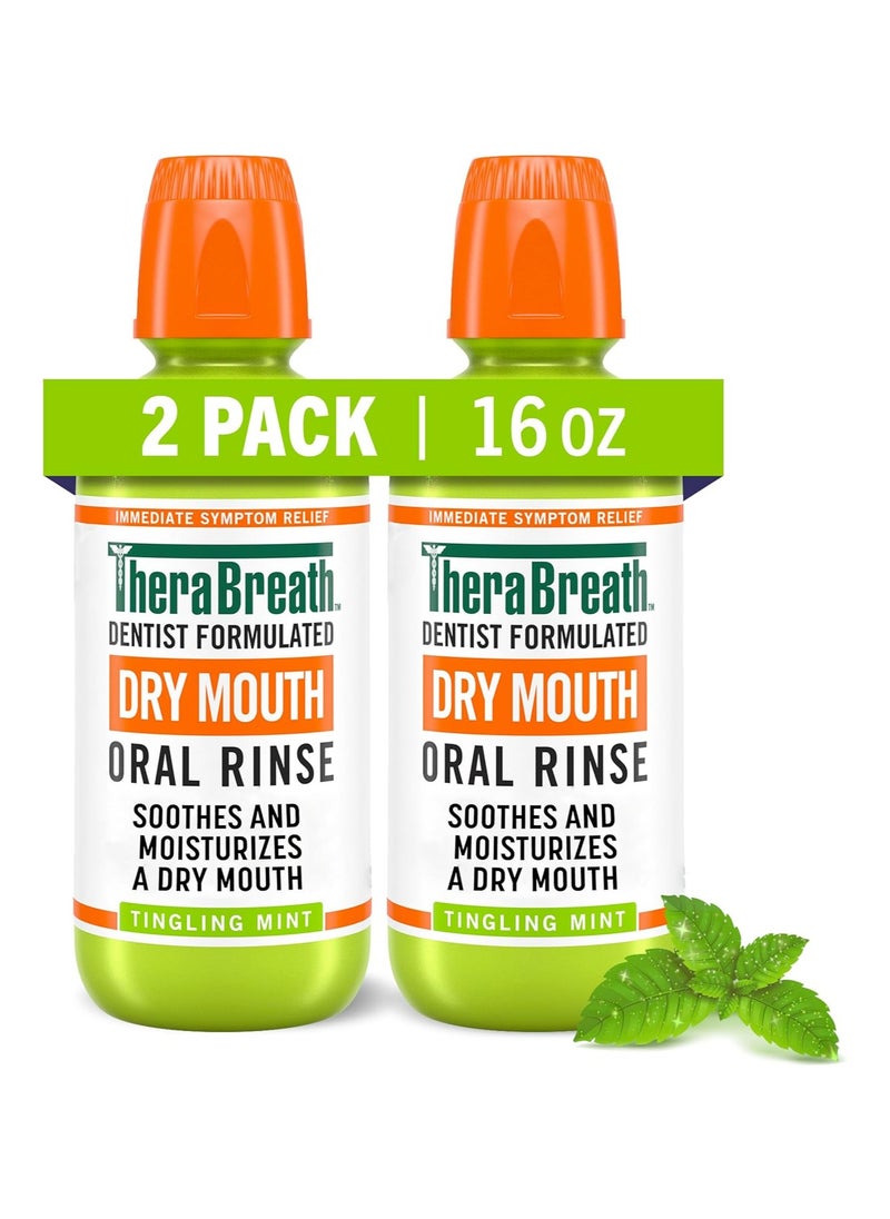 TheraBreath TheraBreath Whitening Mouthwash, Dazzling Mint, Dentist Formulated, 16 Fl Oz (2-Pack) 