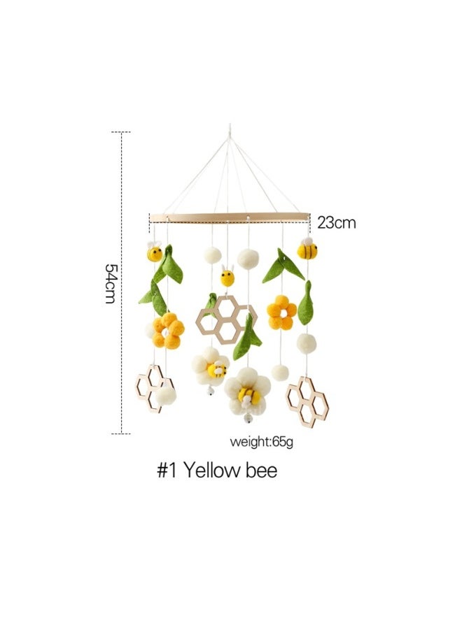 Generic - Newborn Baby Soothing Bed Bell Hanging Style Baby Sleeping Wind Chime Rotatable Educational Rocking Bell Toy-Color:Yellow Bee Flower Bed Bell - Image 1