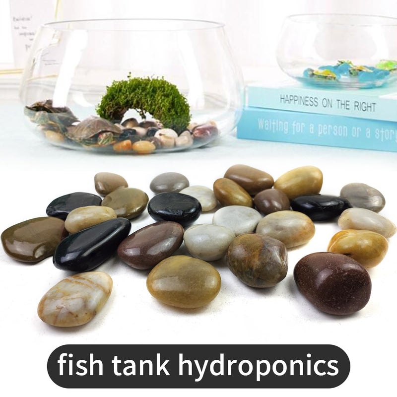 SHIZWU 5LB Mixed Color River Rocks - 2-3 inch High Polished Decorative Pebbles, Stones for Landscaping,Natural River Rocks for Outdoor DÃ©cor, Plants,Vase Filler,Fish Tank - Image 3