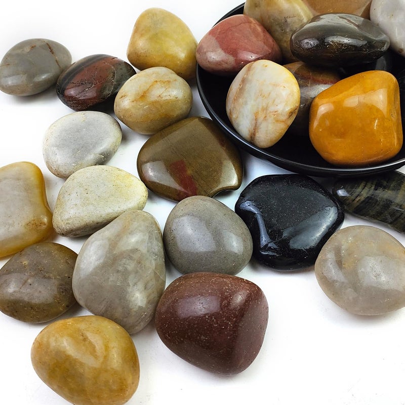 SHIZWU 5LB Mixed Color River Rocks - 2-3 inch High Polished Decorative Pebbles, Stones for Landscaping,Natural River Rocks for Outdoor DÃ©cor, Plants,Vase Filler,Fish Tank - Image 1