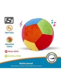 Hooper Hooper® Soft Plush Baby Ball with Rattle Sound - Crawling Baby Toy, Musical Toys, Soft Rattles for 0-6 Months, for Kids Upto 5 Years, Size 11 cm  - Image 4