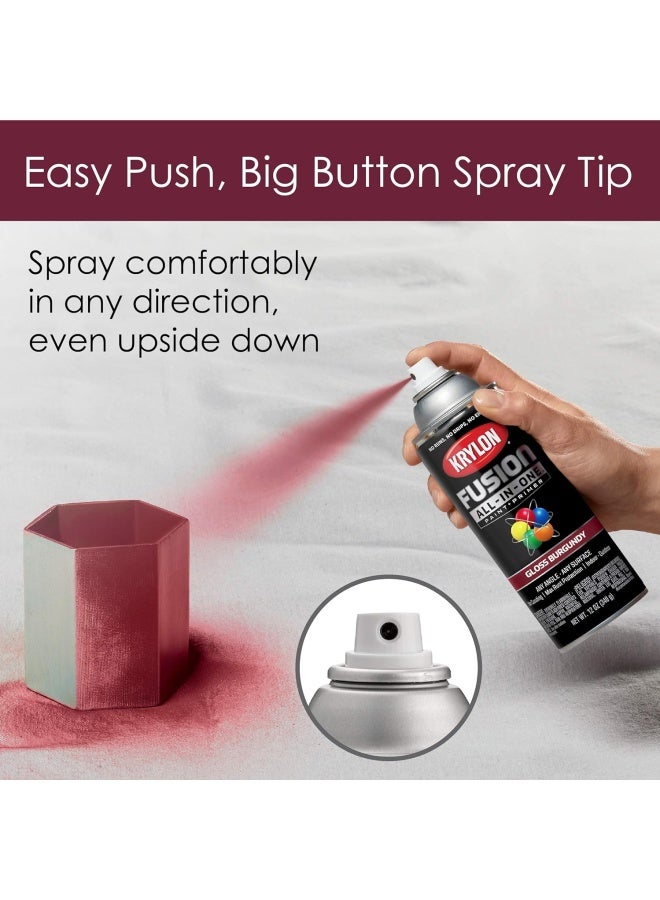 Krylon Fusion All-In-One Adhesive Spray Paint for Indoor/Outdoor Use, 12 oz, Burgundy - Image 4