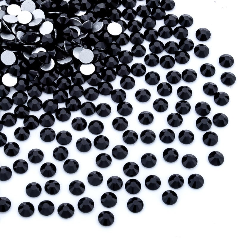 1440Pcs Black Crystal RhinestonesGlass Flatback Rhinestones Gemstones for Nail Face Makeup Art Crafts Clothes Decoration  SS1640mmBlack