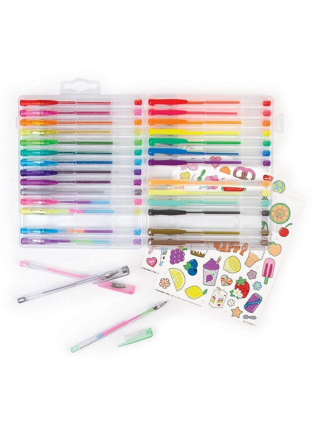3C4G: 30 Scented Gel Pens - w/ 2 Color-in Snack Themed Sticker Sheets, 30 Different Vibrant Colors, Writing & Drawing, Three Cheers for Girls, Ages 6+ - Image 2