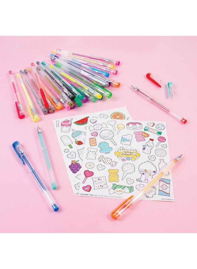3C4G: 30 Scented Gel Pens - w/ 2 Color-in Snack Themed Sticker Sheets, 30 Different Vibrant Colors, Writing & Drawing, Three Cheers for Girls, Ages 6+ - Image 5