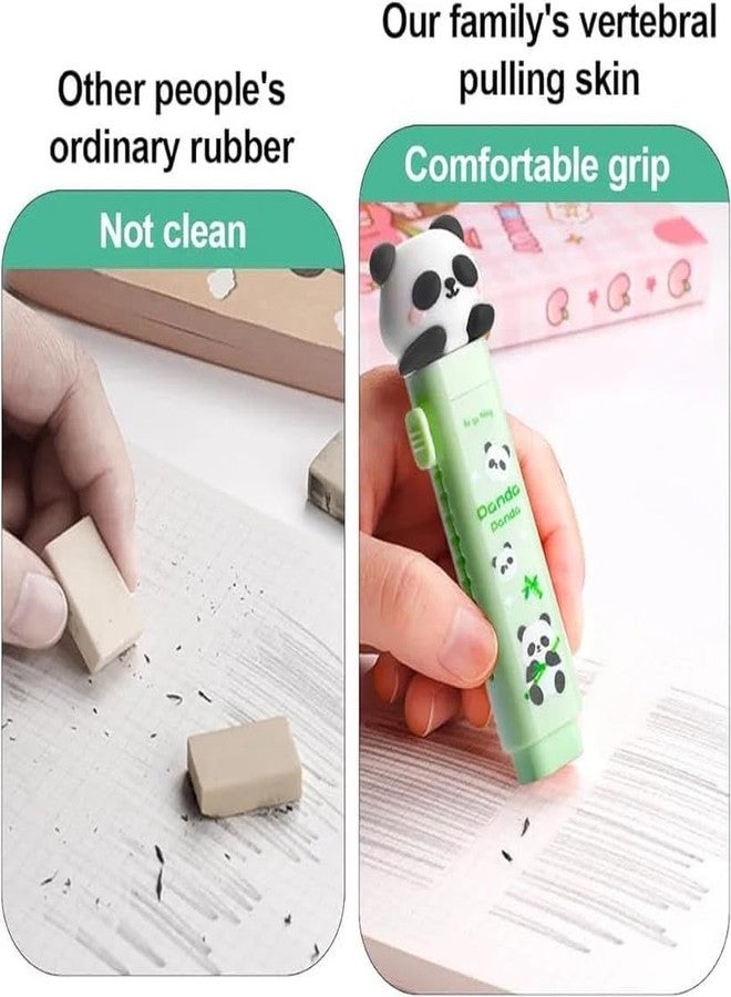 QQ Show Panda Cutter Shaped Eraser Set Expandable Pull Eraser Retractable Creative Pencil Erasers Cartoon Cute Eraser Stationary Set for Kids Pack of 2 - Image 4