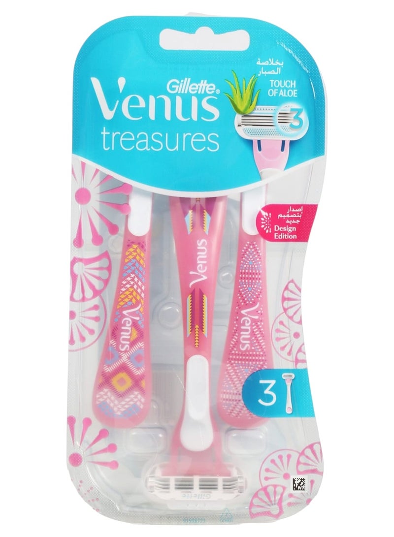 Gillette Venus Treasures Women's Razor Blades Pink 3 Blades - Image 1