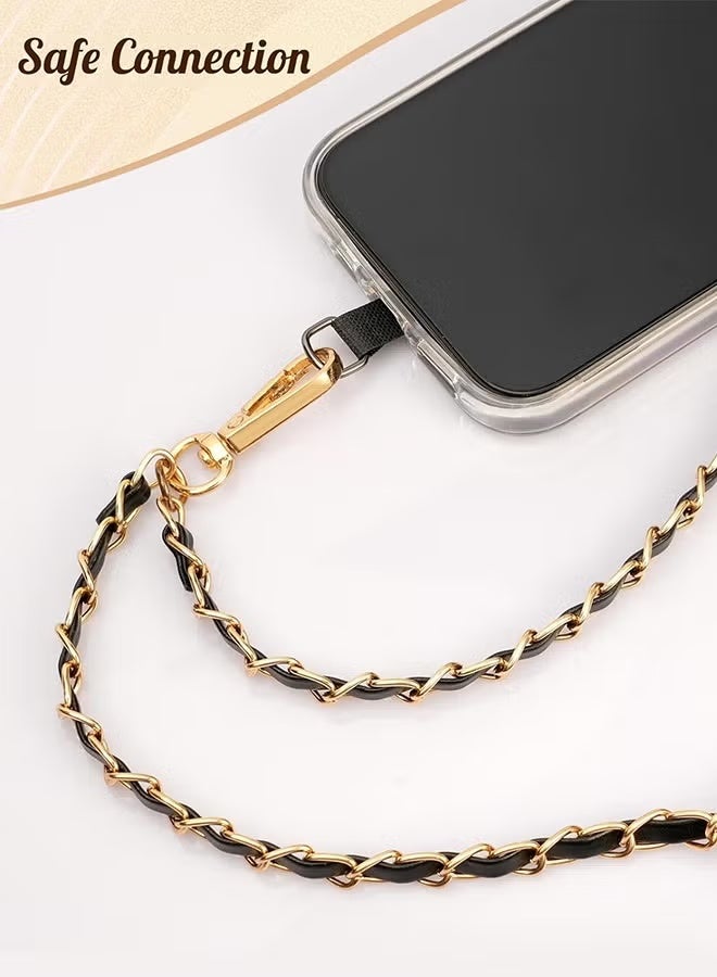 Universal Phone Lanyard, Metal Cell Phone Chain Anti-Theft Crossbody Strap for iPhone 16, 15 and Most Smartphones, Cell Phone Neck Holder for Women, Gold & Black - Image 5