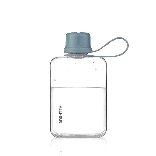 ALLKELR Portable Flat Water Bottle,BPA Free Reusable Tritan Plastic Travel Water Bottle Cup,Lightweight Leakproof Slim Water Bottles Fits Purse,Backpacking,Hiking (Blue, 8 oz) - Image 1