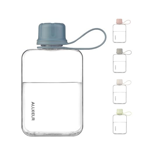 ALLKELR Portable Flat Water Bottle,BPA Free Reusable Tritan Plastic Travel Water Bottle Cup,Lightweight Leakproof Slim Water Bottles Fits Purse,Backpacking,Hiking (Blue, 8 oz) - Image 3