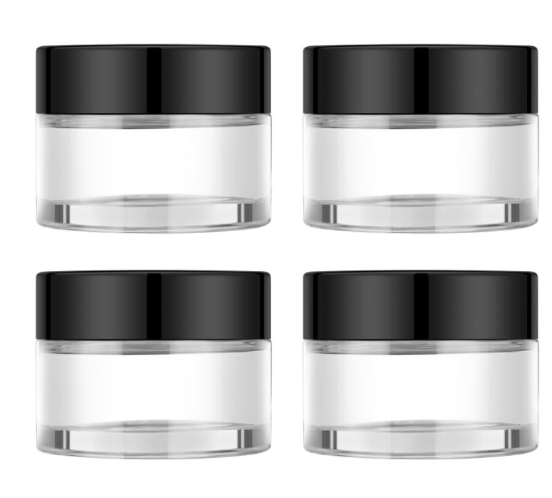 Tecohouse 4 Pack 1oz Small Glass Containers with Lids, Glass Jars with Black Lids & Stickers, Mini Reusable Empty Container for Creams, Lotion, Cosmetic - Image 1