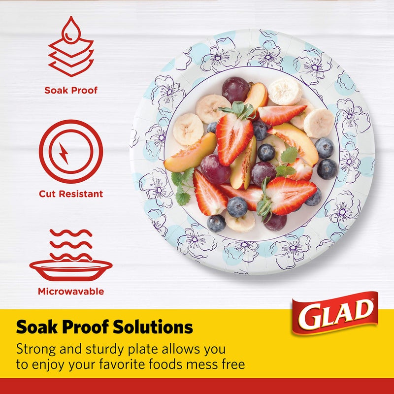 Glad 10 Inch Round Paper Plates 50 Count - Heavy Duty Round Disposable Plates for Parties - Sturdy  Soak Proof  Microwave Safe Plates - Large  Thick Plates for Dinner - Bulk Microwavable Paper Plates - Image 3