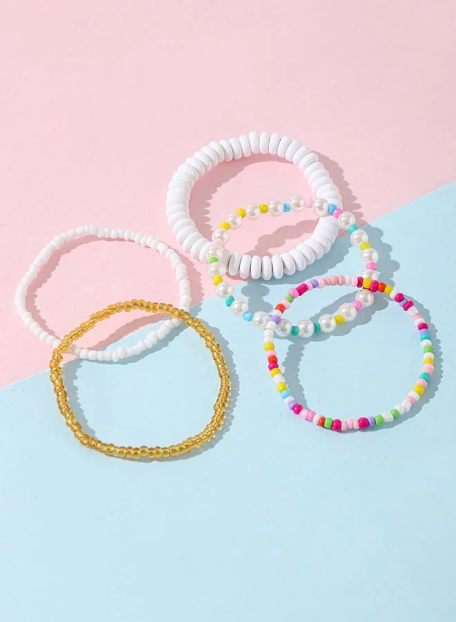 Take Two  Pack of 5 - Girls Multi-Color Beaded Bracelet for Women | Best Price UAE