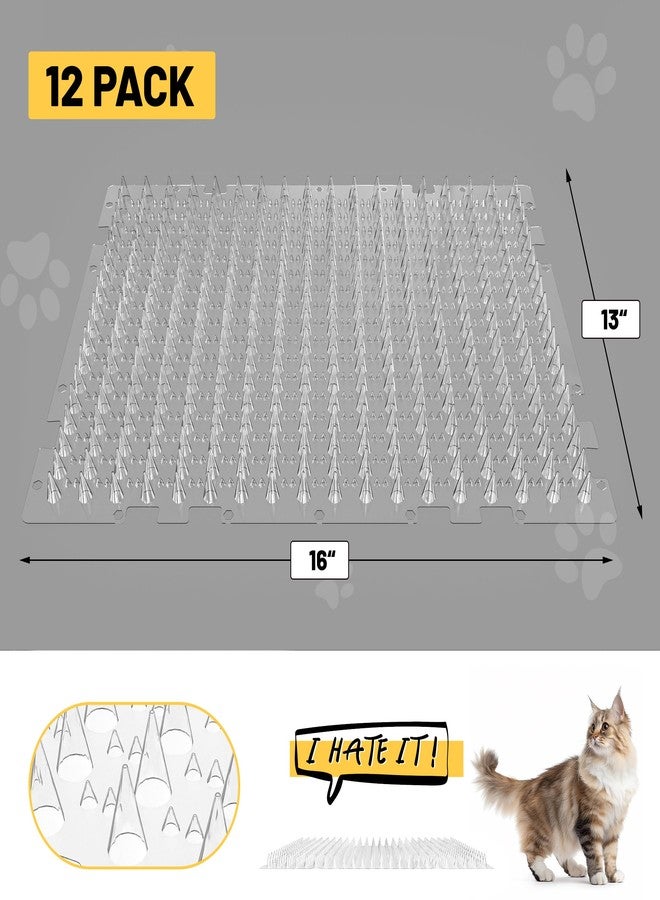 OCEANPAX Scat Mat for Cats 16 x 13 Inch, 12 Pack Cat Deterrent Mat Outdoor Indoor, Cat Spikes with 50 Stickers - Image 3