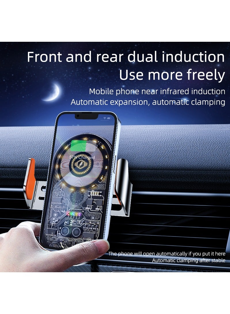 HouDeOS Car Phone Mount Wireless Charger with 15W Fast Charging Auto Clamp Mount Air Vent Phone Mount Compatible with All 4.7-7.2 Inch Phone - Image 2