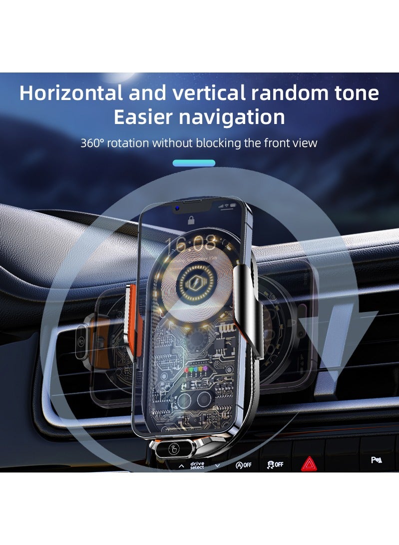 HouDeOS Car Phone Mount Wireless Charger with 15W Fast Charging Auto Clamp Mount Air Vent Phone Mount Compatible with All 4.7-7.2 Inch Phone - Image 4