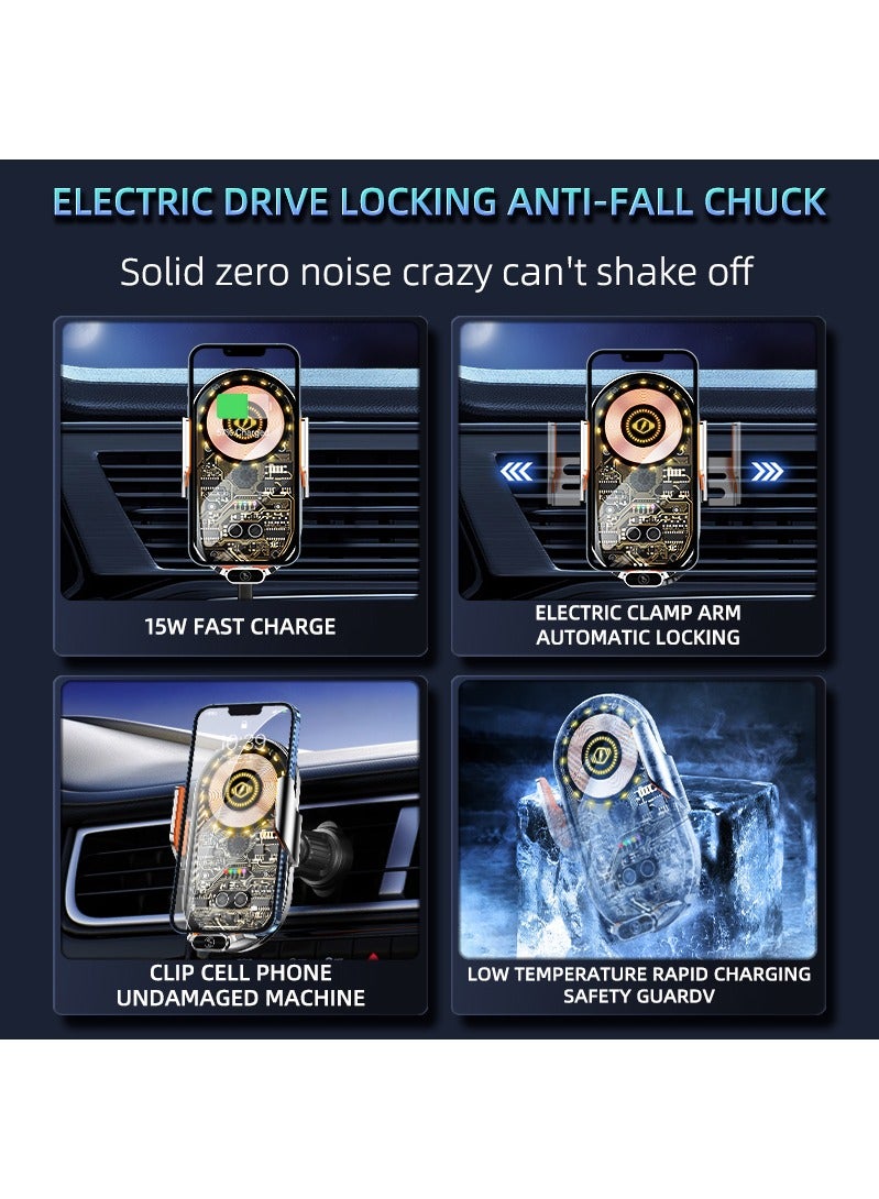 HouDeOS Car Phone Mount Wireless Charger with 15W Fast Charging Auto Clamp Mount Air Vent Phone Mount Compatible with All 4.7-7.2 Inch Phone - Image 5