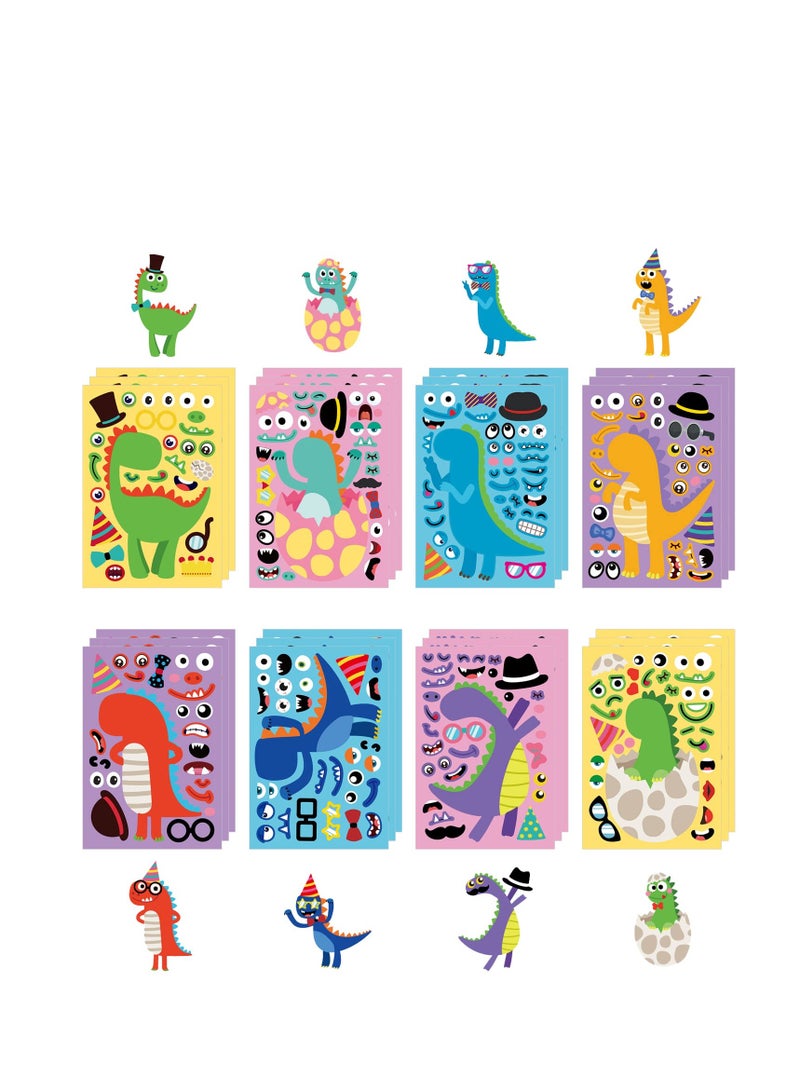 SYOSI 24 Sheets Make Your Own Stickers for Kids Toddlers,Make a Face Dinosaur Animal Stickers for Kids Cute Dino Birthday Party Favors for Boys Girls Ages 2 3 4 5 6 7 8 (Dinosaur 24 pcs) - Image 1