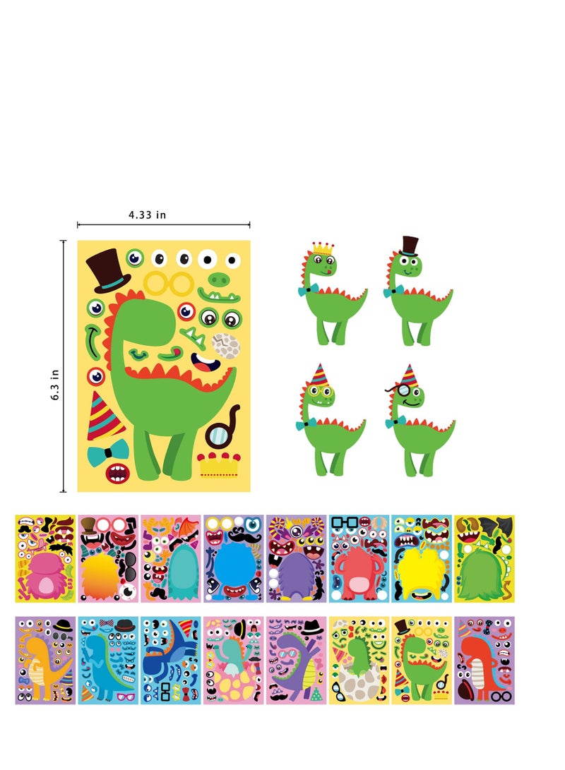 SYOSI 24 Sheets Make Your Own Stickers for Kids Toddlers,Make a Face Dinosaur Animal Stickers for Kids Cute Dino Birthday Party Favors for Boys Girls Ages 2 3 4 5 6 7 8 (Dinosaur 24 pcs) - Image 2