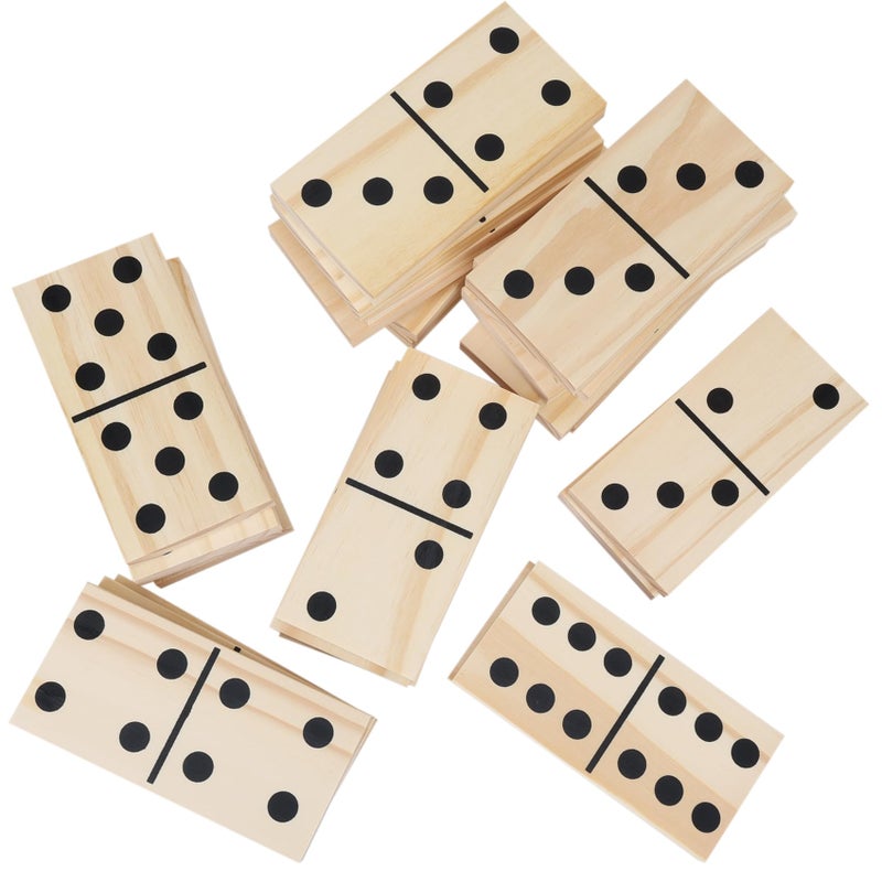 GOTHINK Giant Wooden Dominos Set for Adults and Kids28pcs Jumbo Natural Wood BlackDot Dominoes Tiles for BirthdayHoliday Family Party GamesOutdoor Camping Lawn and Backyard Activities 24 Players