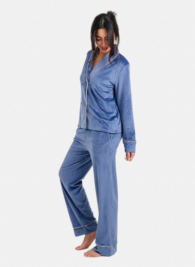 Carina Double-Breasted Velvet Pyjama Set - Image 3