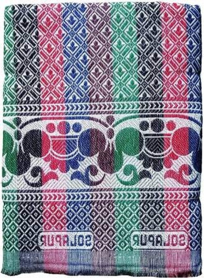 Gouri textiles SOLAPURI Cotton 290 TC Single Bed Full Size Chaddar Multi Color - Image 1