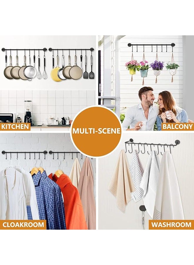 عربست أسود الصلب مطبخ حامل ( 2 قطعة ) ، الجدار شنقا وعاء حامل ، مع 10 على شكل خطاف تعليق المسار - Image 4