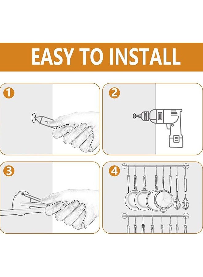 عربست أسود الصلب مطبخ حامل ( 2 قطعة ) ، الجدار شنقا وعاء حامل ، مع 10 على شكل خطاف تعليق المسار - Image 5