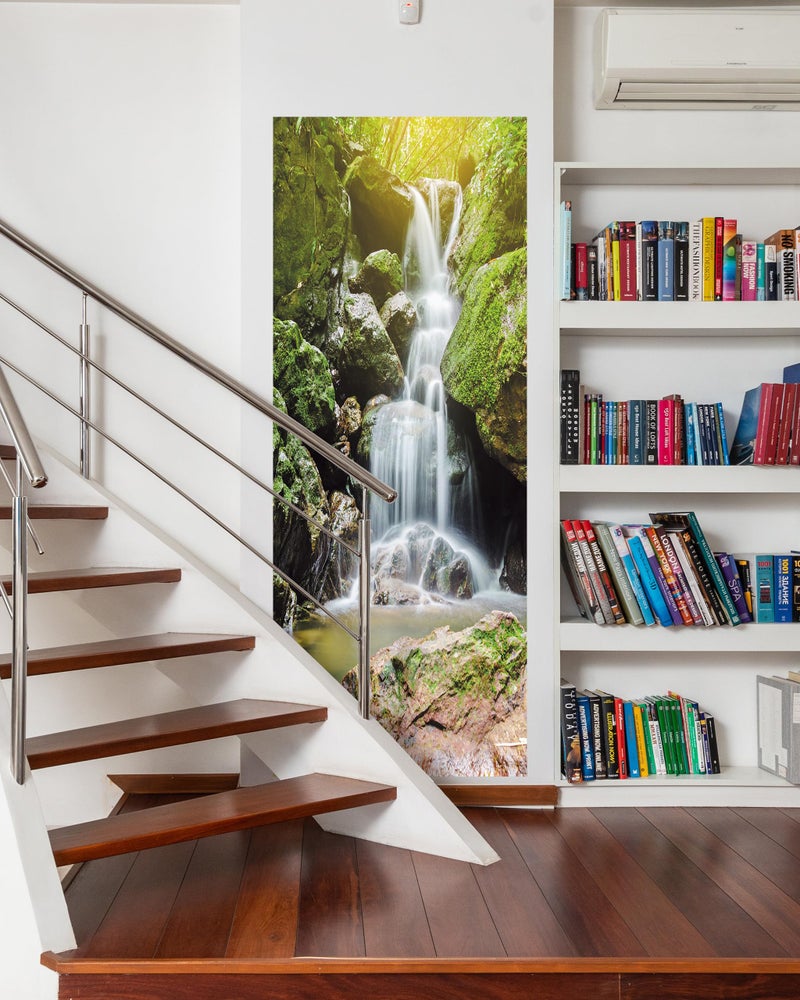 FLFK Door Sticker - 3D Mural Peel and Stick, Removable Self-Adhesive Waterfall Door Wallpaper for Home Decor, 30.3 "W x 78.7 "L, Set of 2 Sheets - Image 3