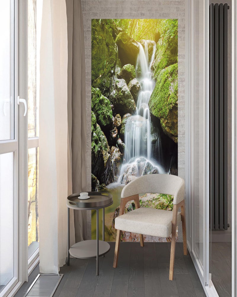 FLFK Door Sticker - 3D Mural Peel and Stick, Removable Self-Adhesive Waterfall Door Wallpaper for Home Decor, 30.3 "W x 78.7 "L, Set of 2 Sheets - Image 4