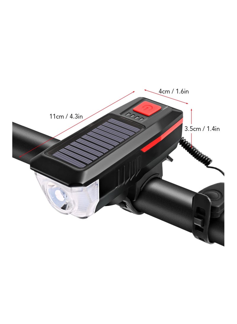 Excefore Bicycle Light Set LED Bike Headlight 800 Lumen USB Rechargeable Solar Energy 3 Light Modes Bike Light IP65 Waterproof with Taillight and Trumpet Accessories for Bicycle Cycling - Image 2