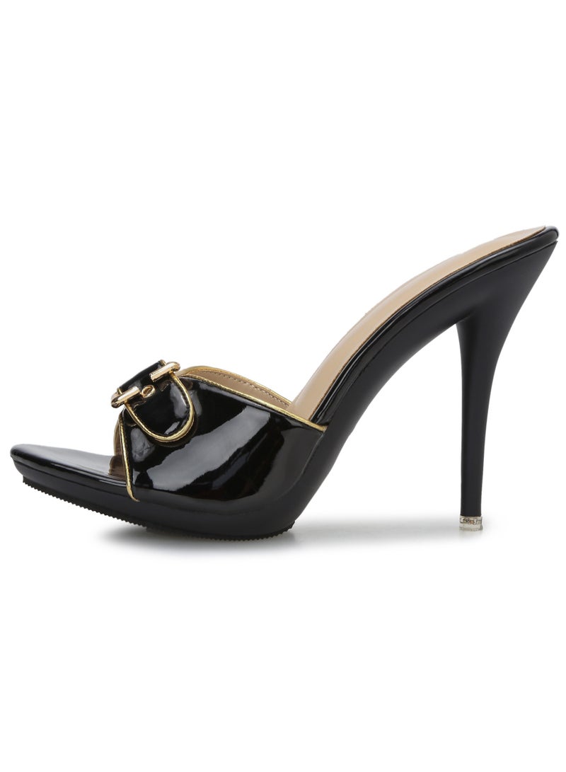 KUYING New Retro Belt Buckle Integrated Slim High Heels