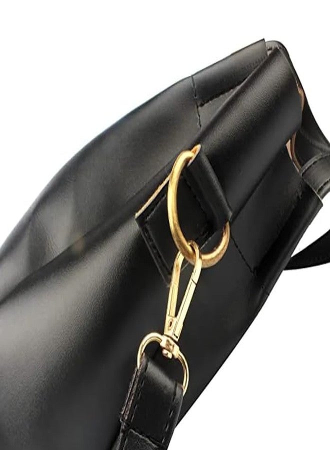ARONPRO Women's Girls PU Handbag Stylish Casual Workwear Ladies Shoulder Bag- Black - Image 4