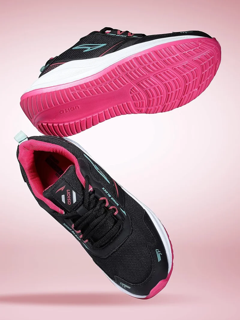 Asian Black Rani Pink Sports Sneakers for Girls